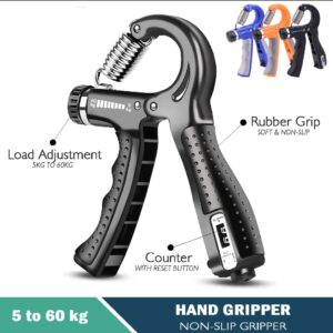 Hand Gripper With Rubber Grip Adjustable Resistance Automatic Counting Non-Slip Hand Grip Strength Trainer Fingers Wrist Forearm Exerciser Workout Gear Home Gym Exercise Equipment Hand Gripper 5-60KG Automatic Non-Slip Hand Strengthen