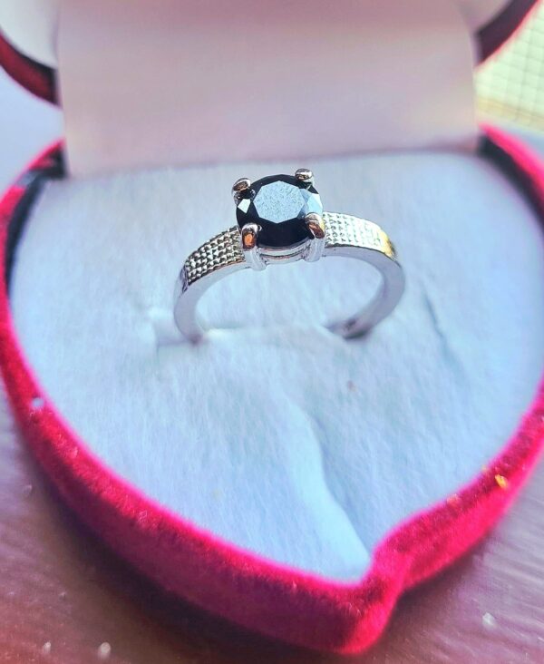 Elegant Silver-Plated Black Stone Ring
