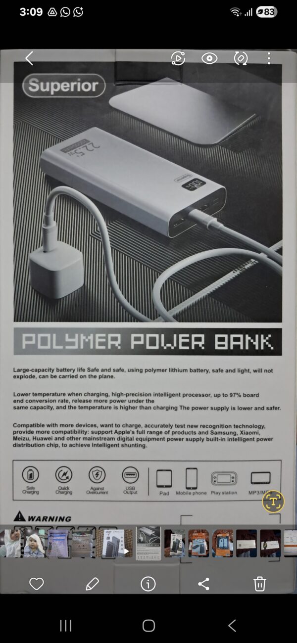 20,000 mAh Fast Charging Power Bank - Image 3