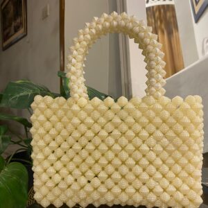 Elegant Handmade Beaded Handbag – Stylish Pearl Beads Purse for Women
