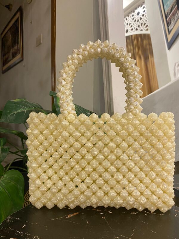 Elegant Handmade Beaded Handbag – Stylish Pearl Beads Purse for Women